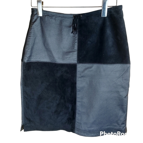 Genuine Suede And Leather Skirt Size 9 Fully Lined - Picture 1 of 8